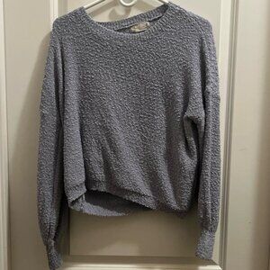 Altar’d State Womens Light Blue Textured Cropped Pullover Sweater Sm/Md